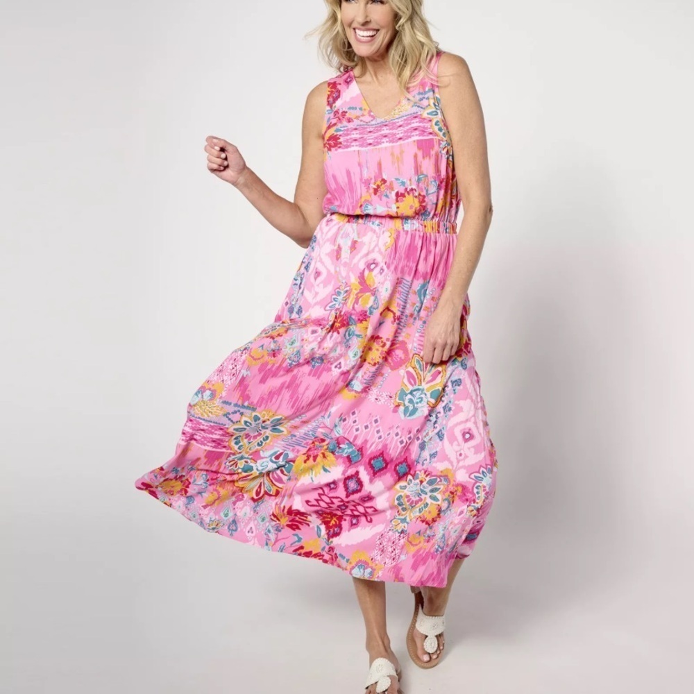 Canyon Retreat Boho Print Summer Midi Dress – Size XL